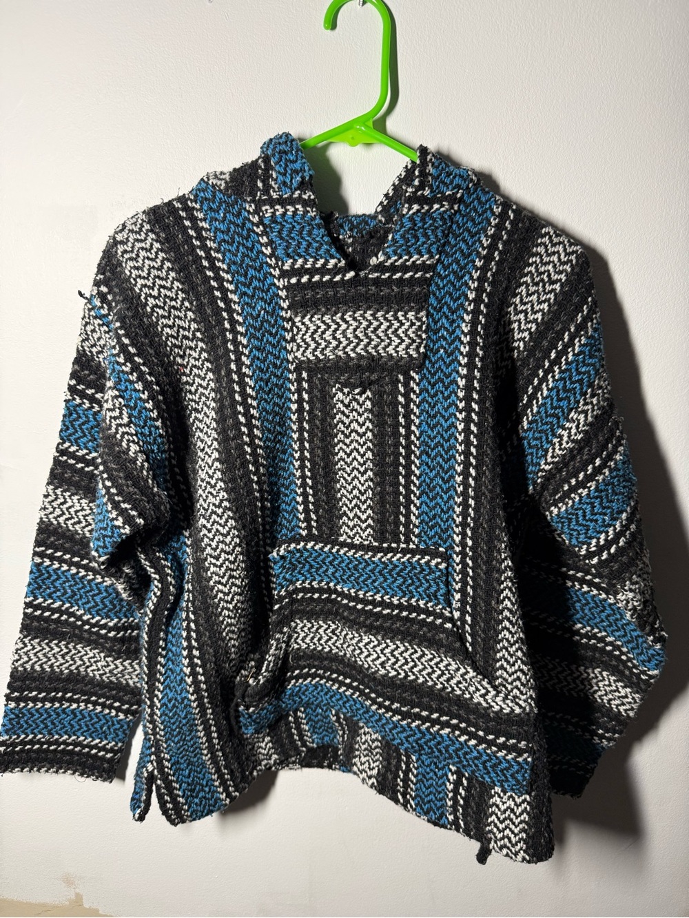 Men's Striped Crewneck Sweater Hoodie — Black, White & Blue